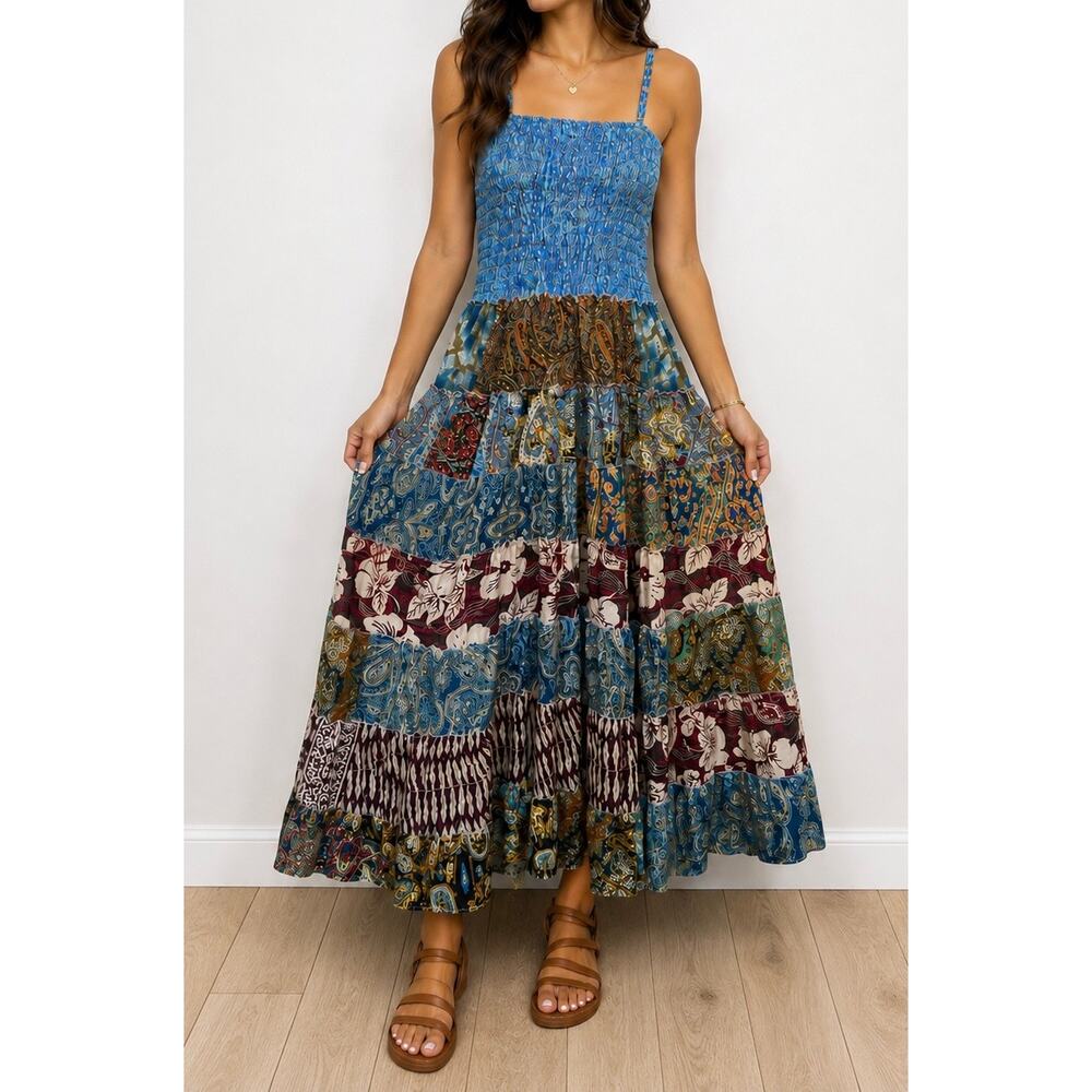 POL Boho Patchwork Maxi Dress